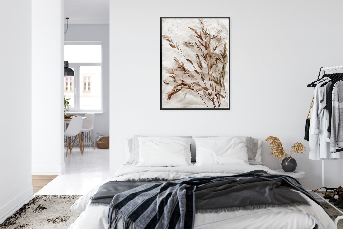 Poster Trockene Eukalyptusblätter Rahmen Holz Mit Passepartout Farbe Natürlich