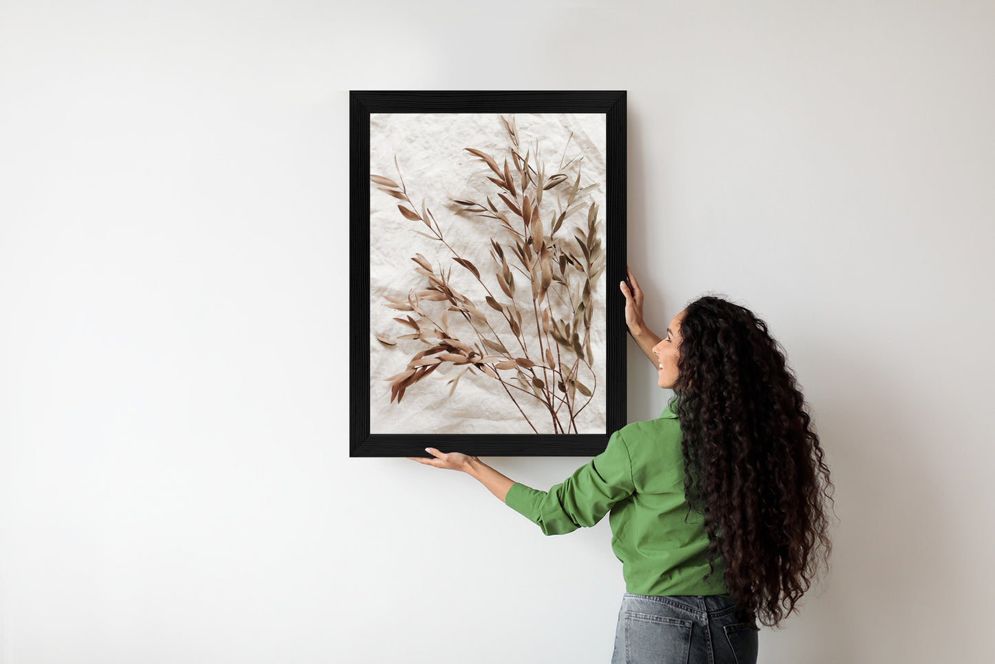 Poster Trockene Eukalyptusblätter Rahmen Holz Mit Passepartout Farbe Natürlich