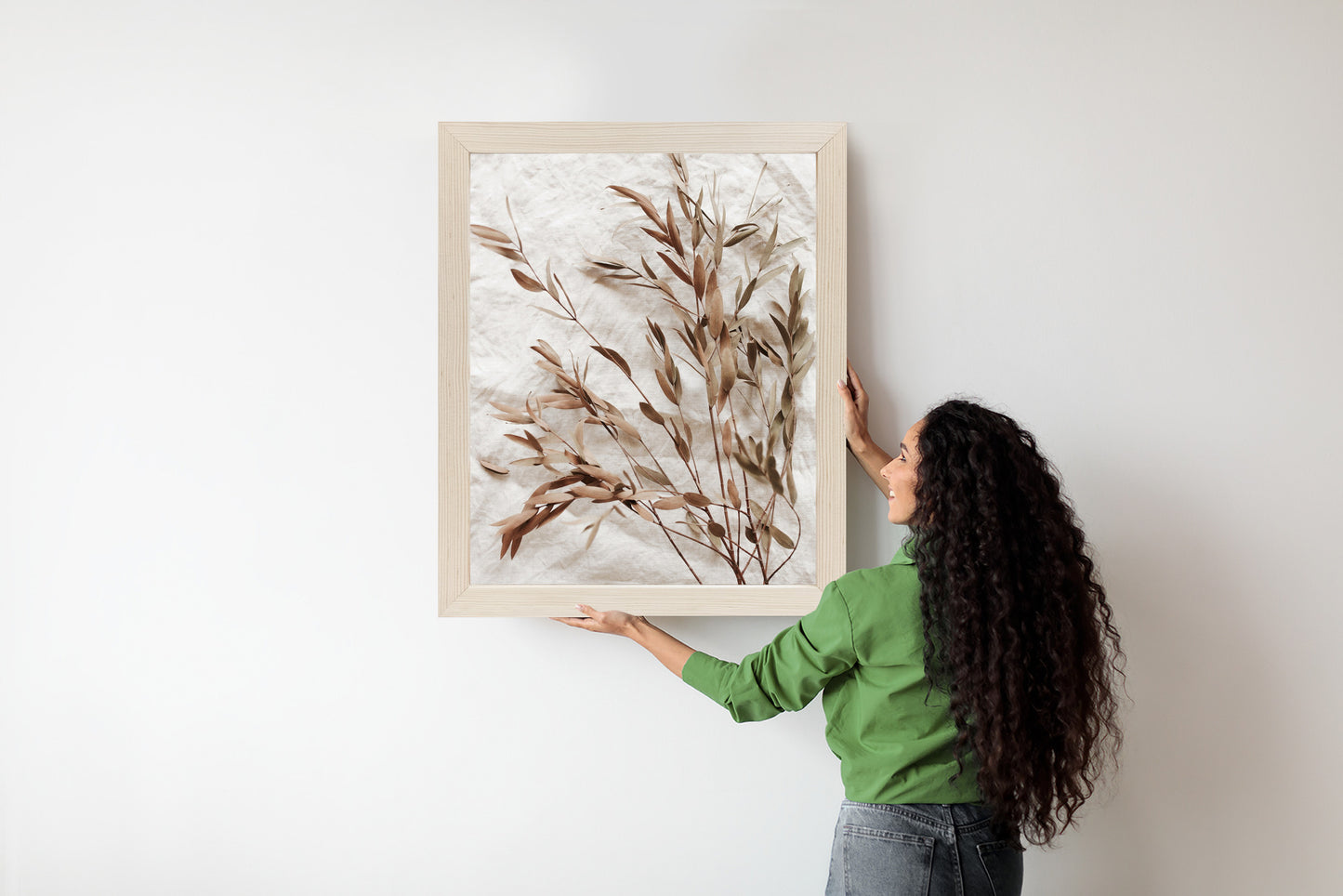 Poster Trockene Eukalyptusblätter Rahmen Holz Mit Passepartout Farbe Natürlich