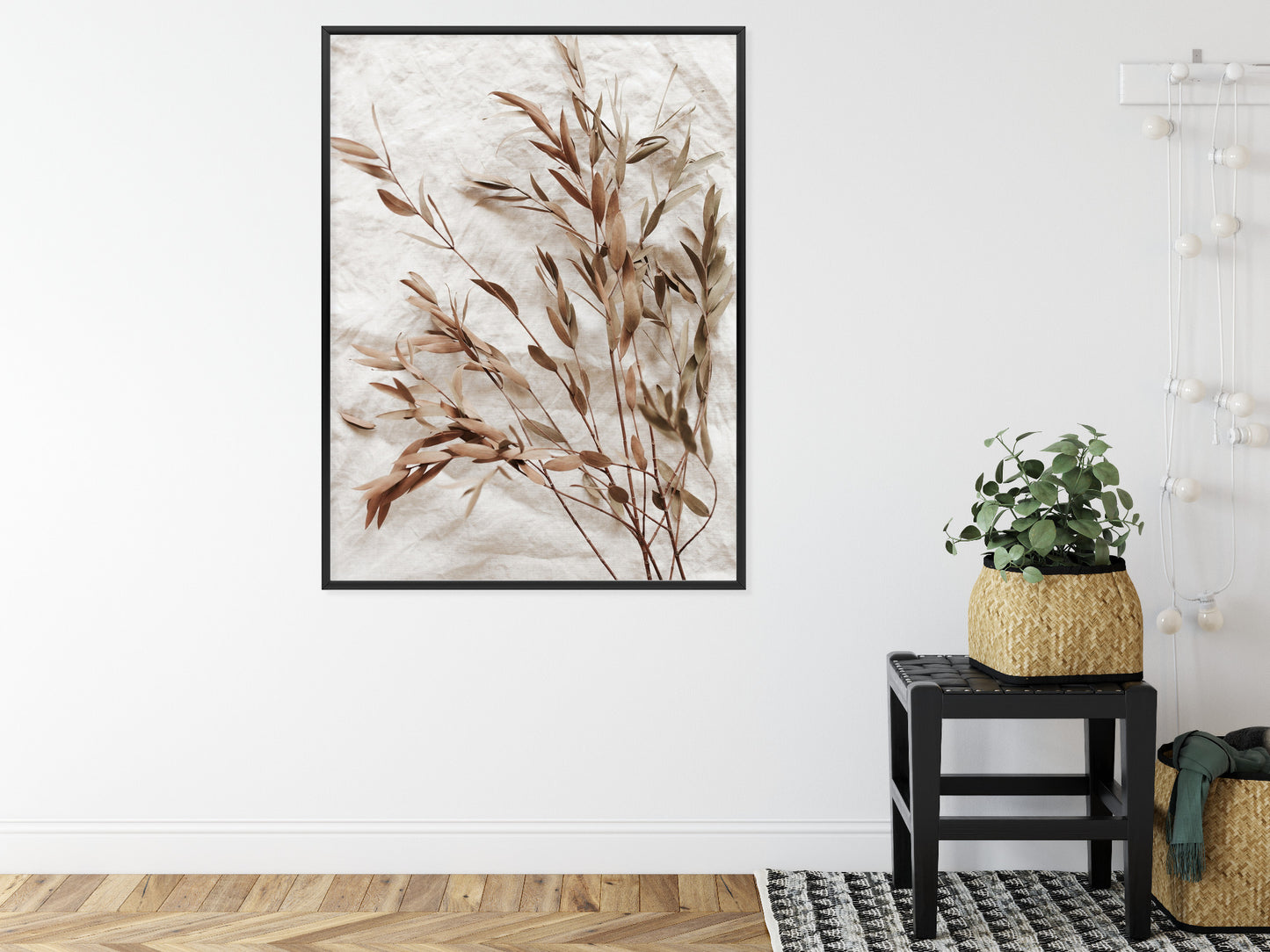 Poster Trockene Eukalyptusblätter Rahmen Holz Mit Passepartout Farbe Natürlich