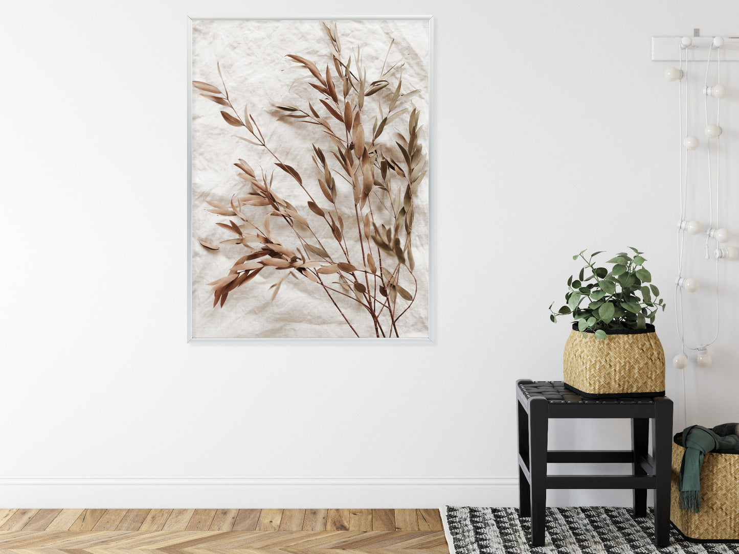 Poster Trockene Eukalyptusblätter Rahmen Holz Mit Passepartout Farbe Natürlich