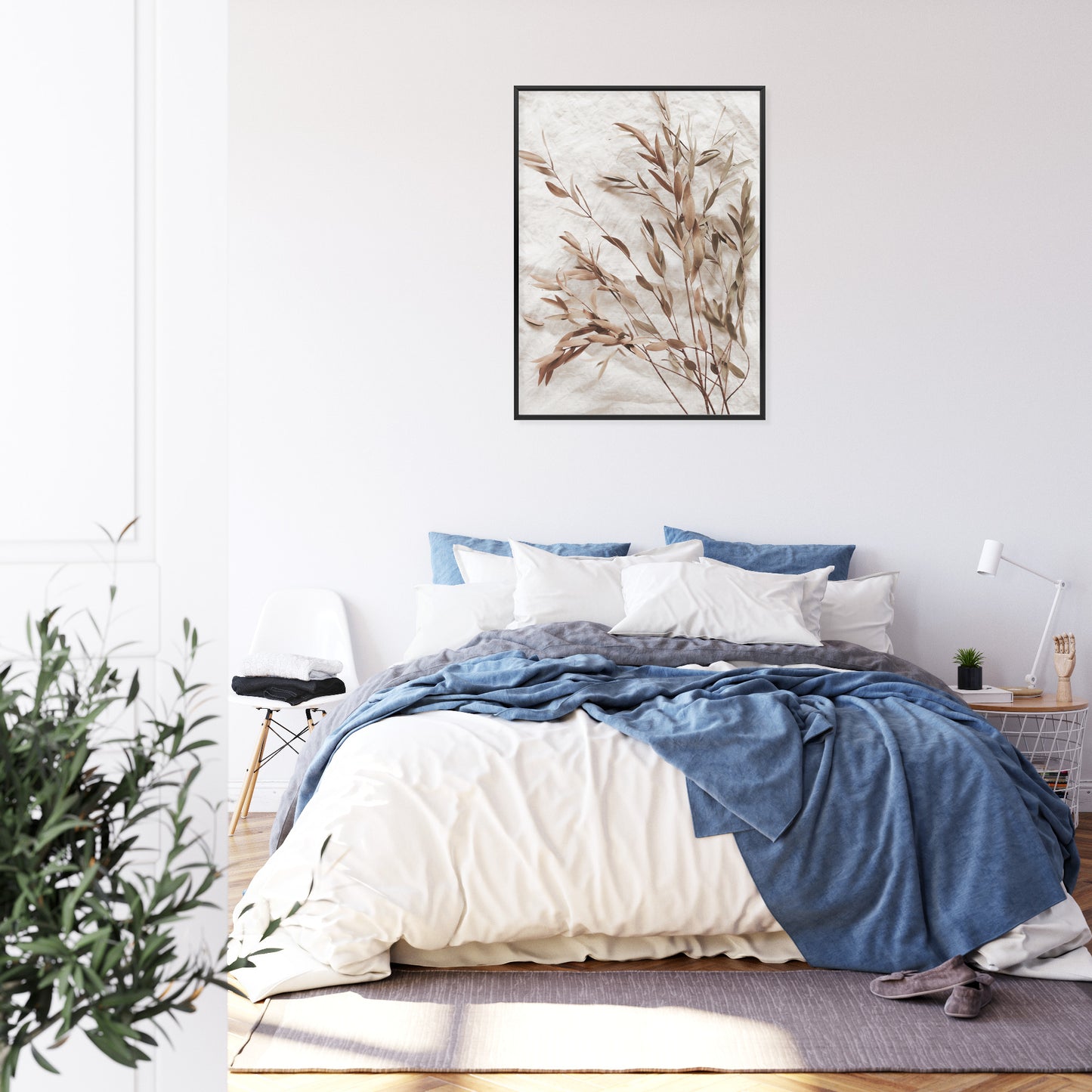 Poster Trockene Eukalyptusblätter Rahmen Holz Mit Passepartout Farbe Natürlich