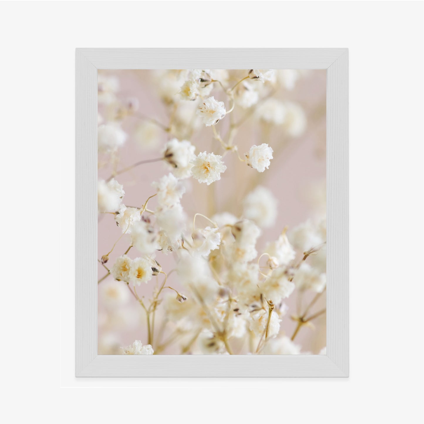 Poster Weiße Kleine Blumen Auf Rosa Hintergrund