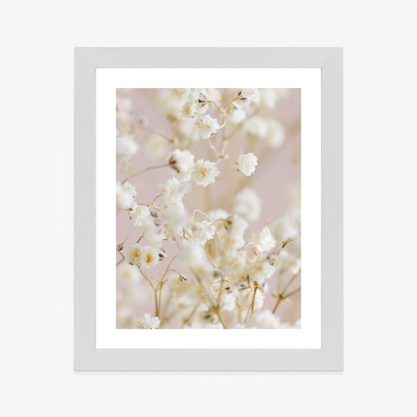 Poster Weiße Kleine Blumen Auf Rosa Hintergrund