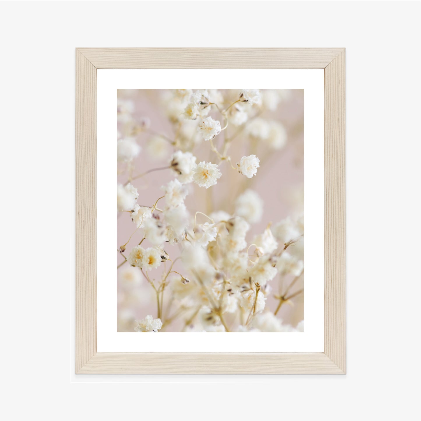 Poster Weiße Kleine Blumen Auf Rosa Hintergrund