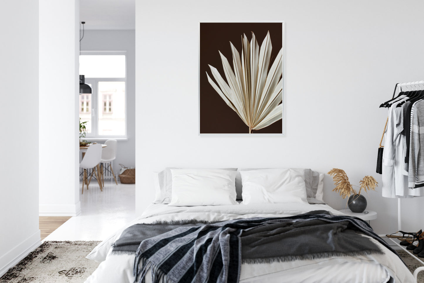 Poster Trockene Palme Auf Braunem Hintergrund Rahmen Holz Mit Passepartout Farbe Natürlich