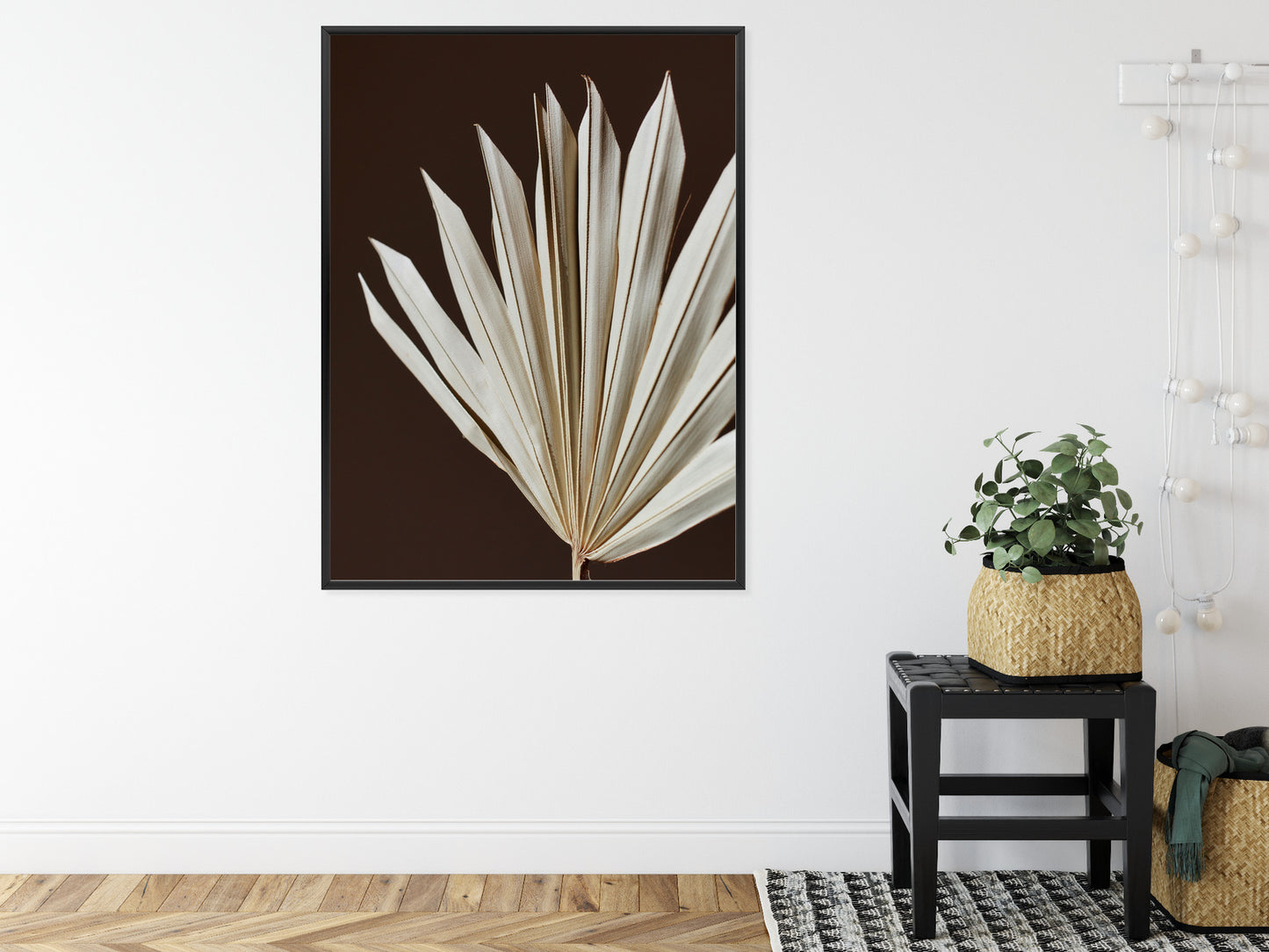 Poster Trockene Palme Auf Braunem Hintergrund Rahmen Holz Mit Passepartout Farbe Natürlich
