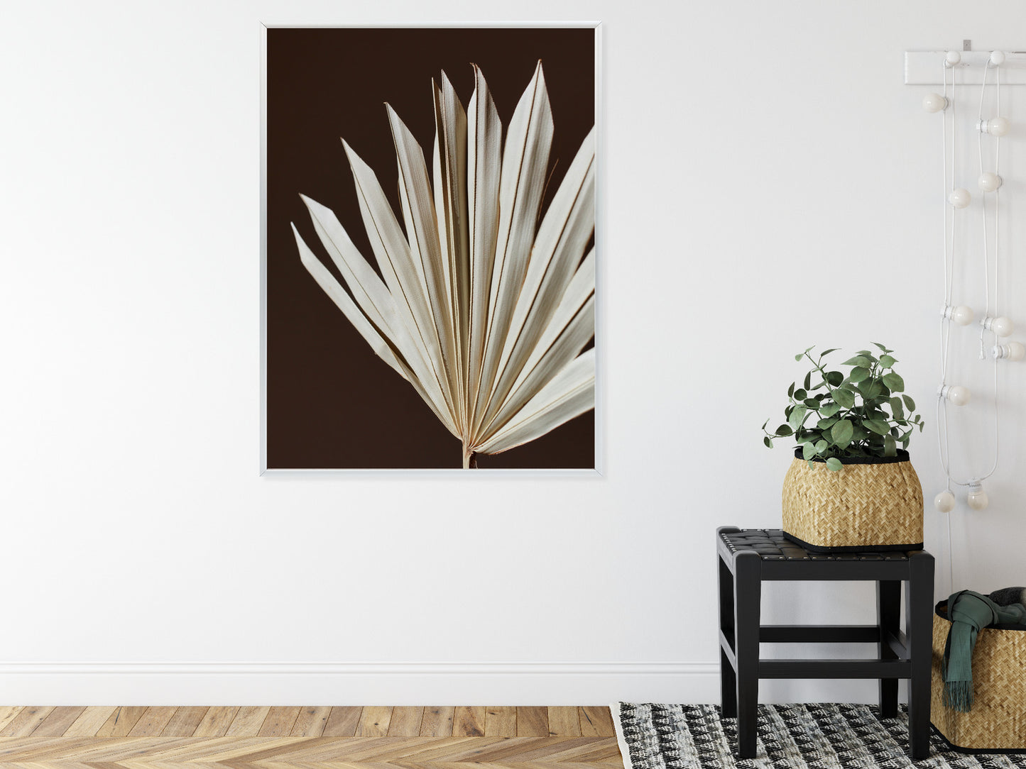 Poster Trockene Palme Auf Braunem Hintergrund Rahmen Holz Mit Passepartout Farbe Natürlich