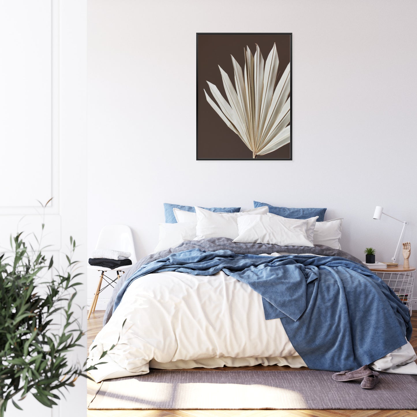 Poster Trockene Palme Auf Braunem Hintergrund Rahmen Holz Mit Passepartout Farbe Natürlich