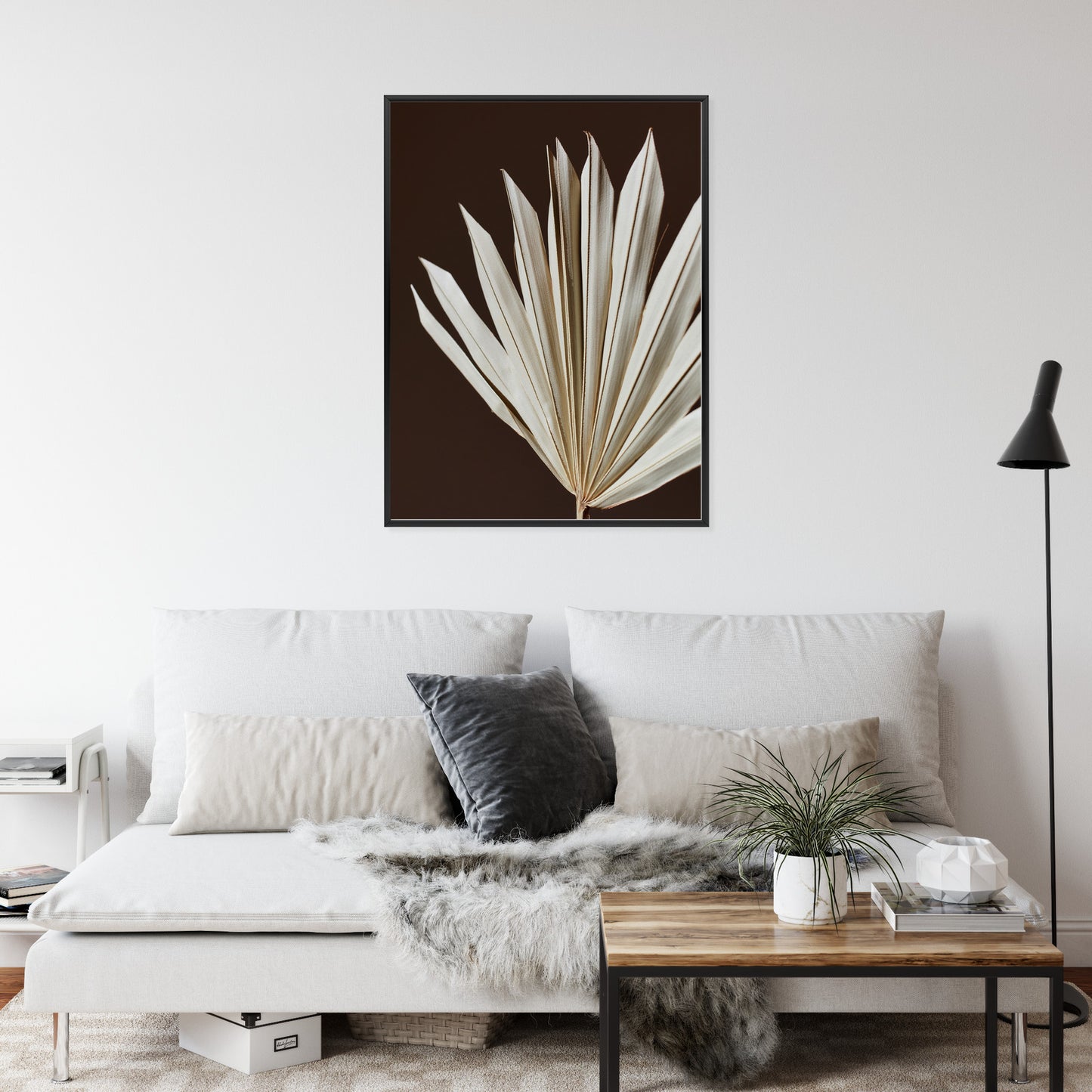 Poster Trockene Palme Auf Braunem Hintergrund Rahmen Holz Mit Passepartout Farbe Natürlich