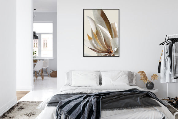 Poster Trockene Protea-Blätter Rahmen Holz Mit Passepartout Farbe Natürlich