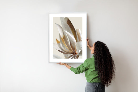 Poster Trockene Protea-Blätter Rahmen Holz Mit Passepartout Farbe Natürlich