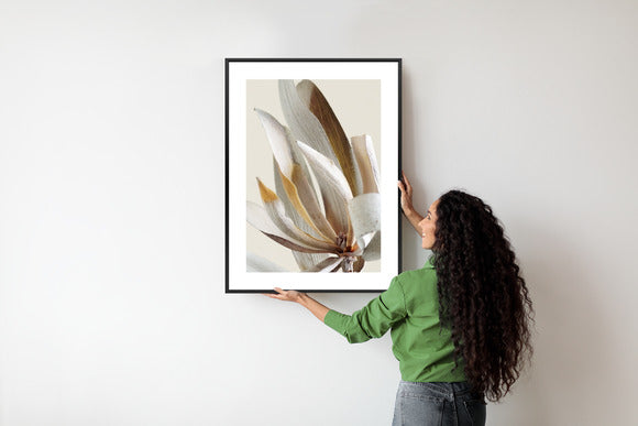 Poster Trockene Protea-Blätter Rahmen Holz Mit Passepartout Farbe Natürlich