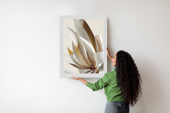 Poster Trockene Protea-Blätter Rahmen Holz Mit Passepartout Farbe Natürlich