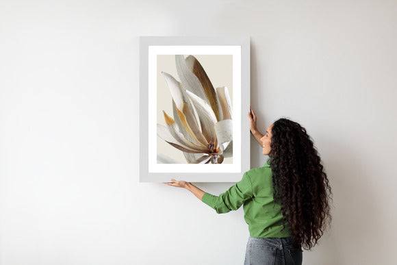 Poster Trockene Protea-Blätter Rahmen Holz Mit Passepartout Farbe Natürlich
