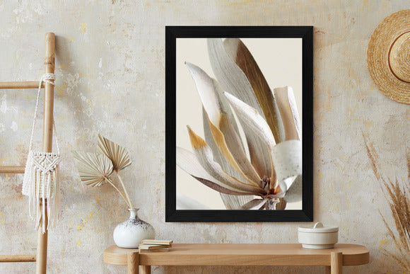 Poster Trockene Protea-Blätter Rahmen Holz Mit Passepartout Farbe Natürlich