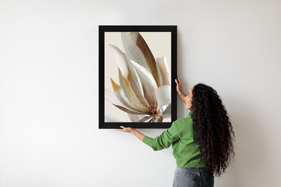 Poster Trockene Protea-Blätter Rahmen Holz Mit Passepartout Farbe Natürlich