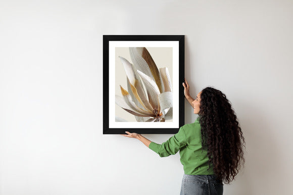 Poster Trockene Protea-Blätter Rahmen Holz Mit Passepartout Farbe Natürlich
