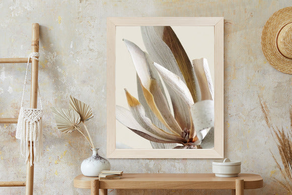 Poster Trockene Protea-Blätter Rahmen Holz Mit Passepartout Farbe Natürlich
