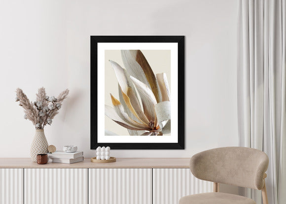 Poster Trockene Protea-Blätter Rahmen Holz Mit Passepartout Farbe Natürlich