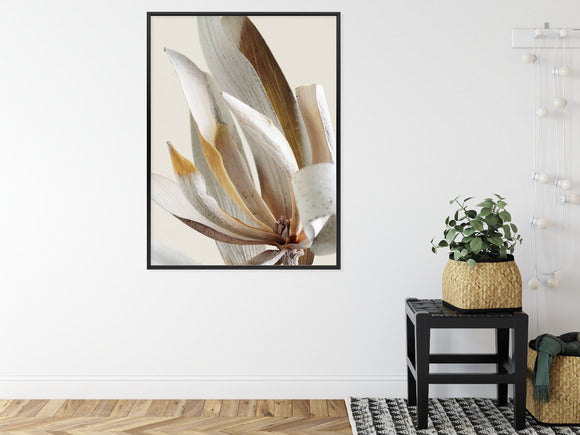 Poster Trockene Protea-Blätter Rahmen Holz Mit Passepartout Farbe Natürlich