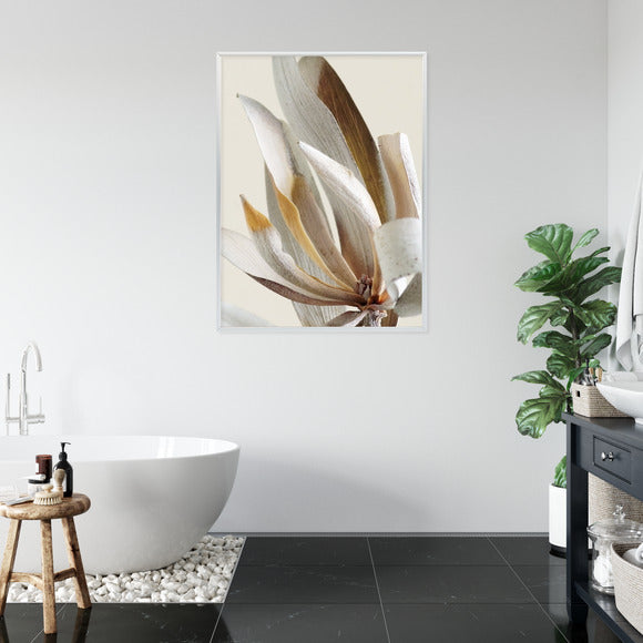 Poster Trockene Protea-Blätter Rahmen Holz Mit Passepartout Farbe Natürlich
