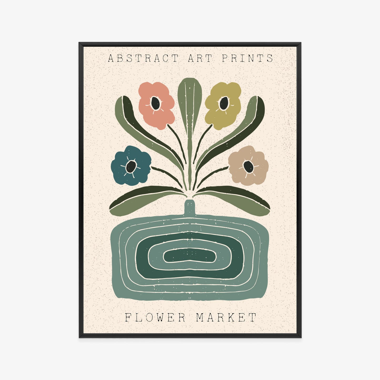 Poster Moderne Illustration Mit Einer Vase Voller Blumen Rahmen Holz Mit Passepartout Farbe Natürlich