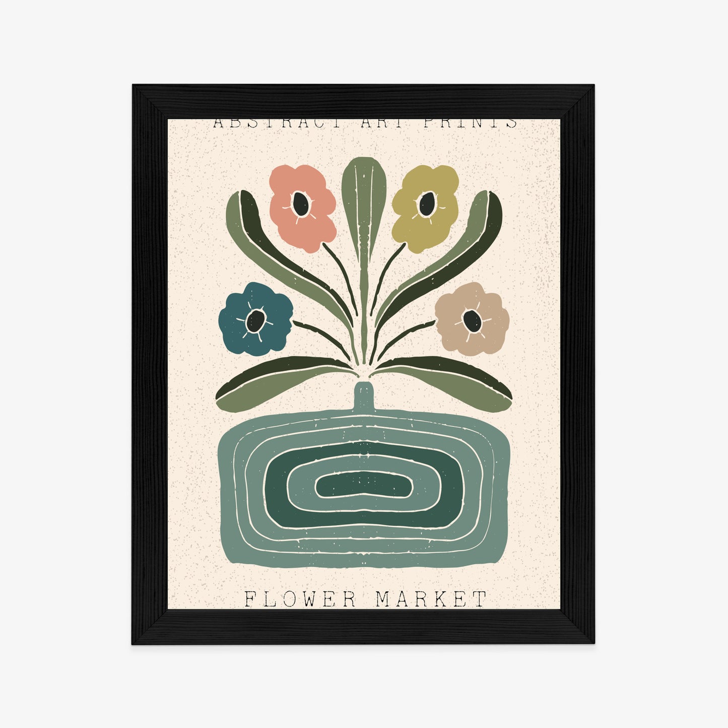 Poster Moderne Illustration Mit Einer Vase Voller Blumen Rahmen Holz Mit Passepartout Farbe Natürlich
