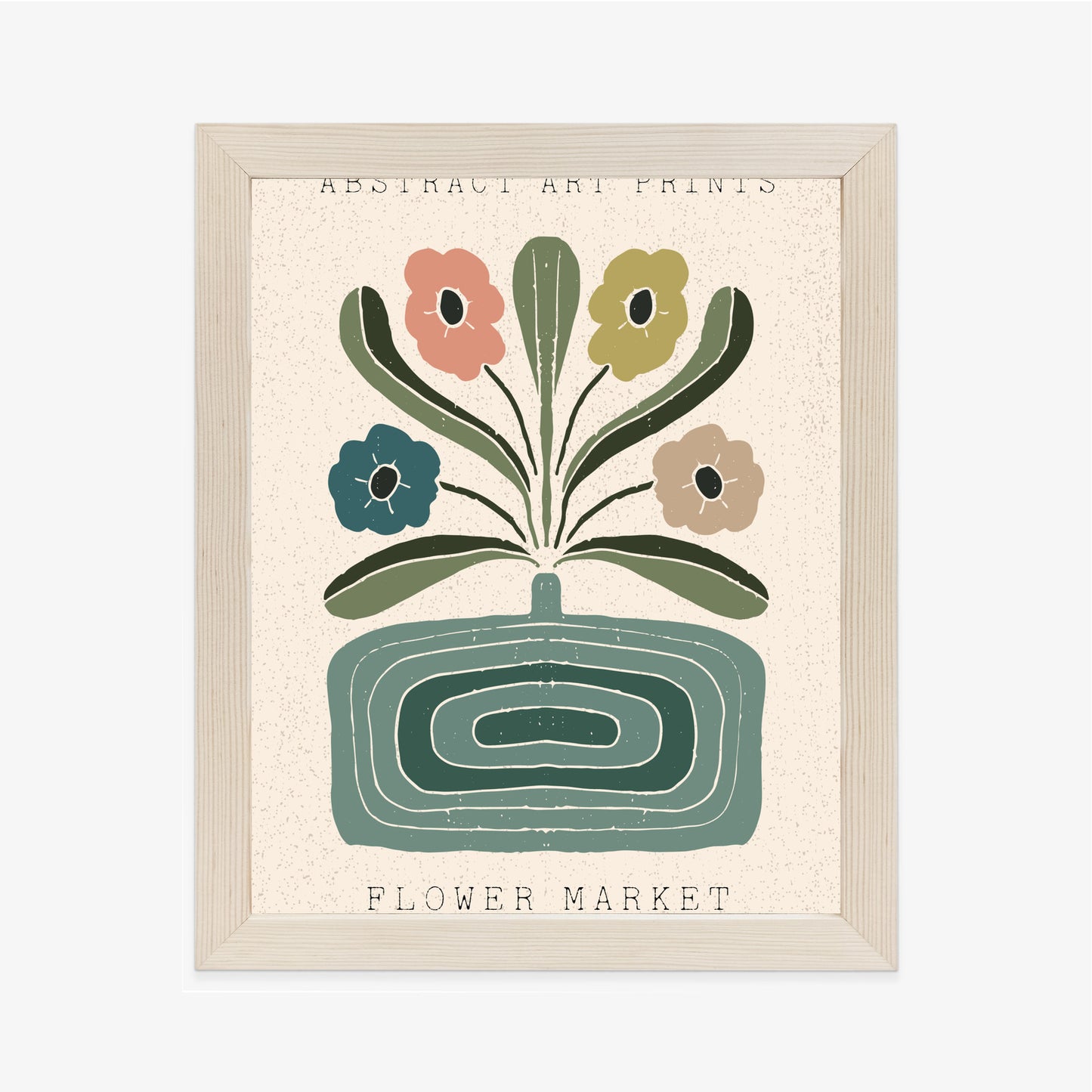 Poster Moderne Illustration Mit Einer Vase Voller Blumen Rahmen Holz Mit Passepartout Farbe Natürlich