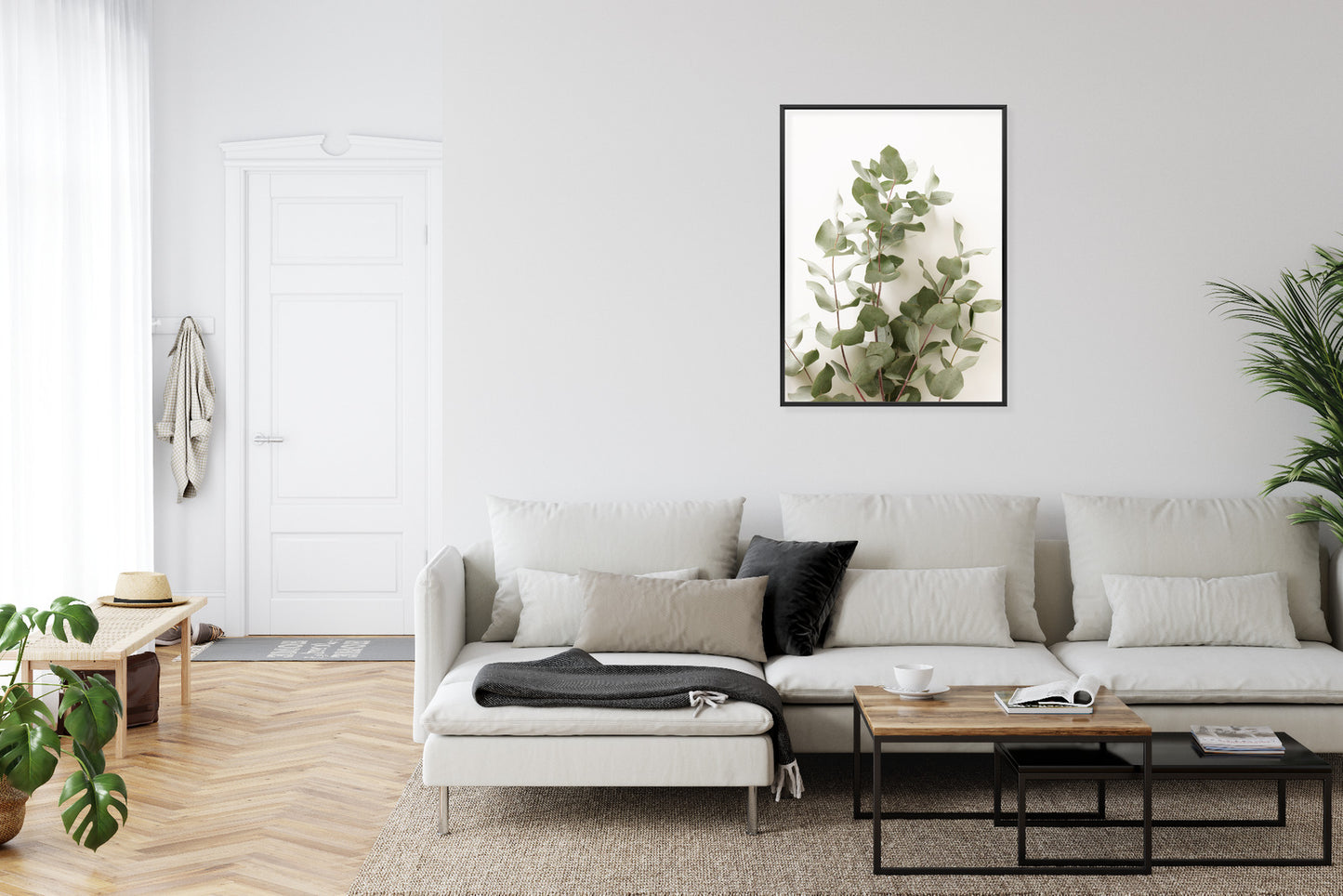 Poster Eukalyptuszweig Rahmen Holz Mit Passepartout Farbe Schwarz