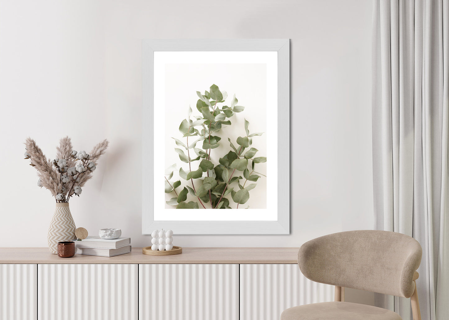 Poster Eukalyptuszweig Rahmen Holz Mit Passepartout Farbe Schwarz