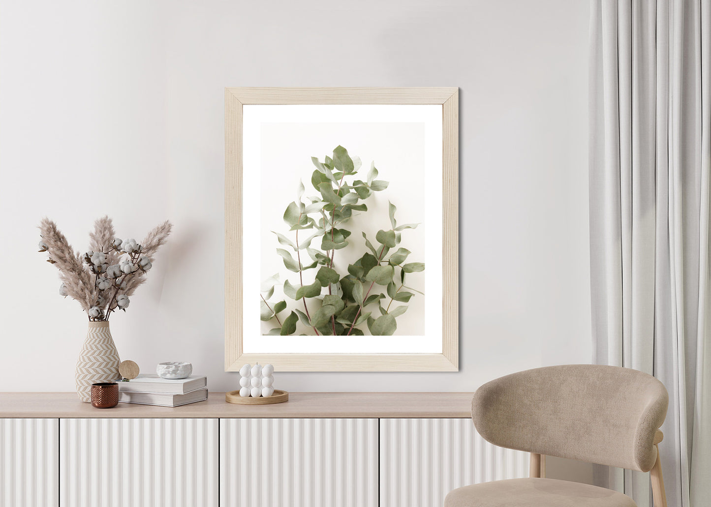 Poster Eukalyptuszweig Rahmen Holz Mit Passepartout Farbe Schwarz