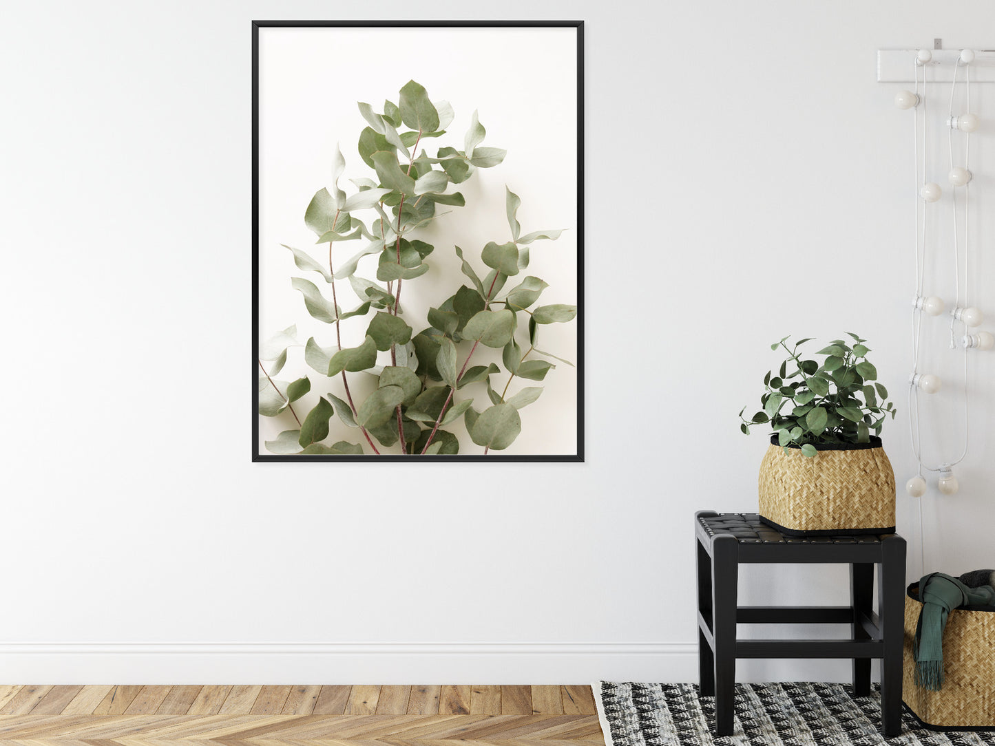 Poster Eukalyptuszweig Rahmen Holz Mit Passepartout Farbe Schwarz