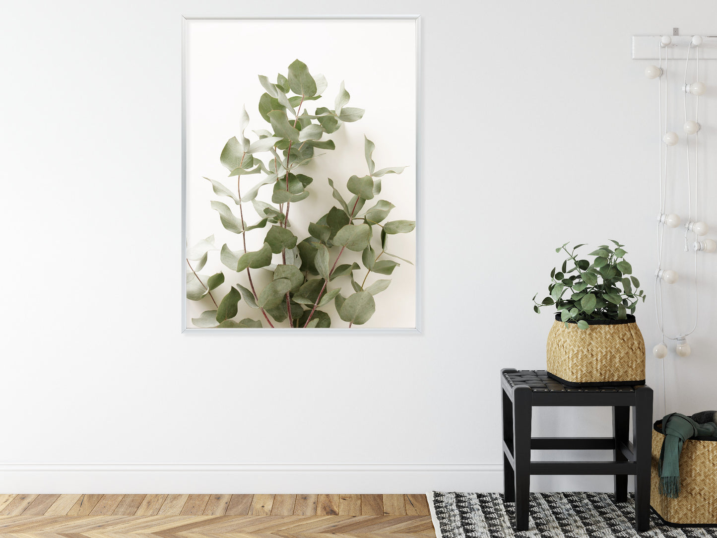 Poster Eukalyptuszweig Rahmen Holz Mit Passepartout Farbe Schwarz