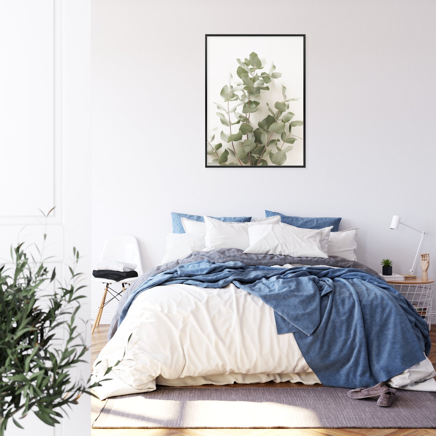 Poster Eukalyptuszweig Rahmen Holz Mit Passepartout Farbe Schwarz