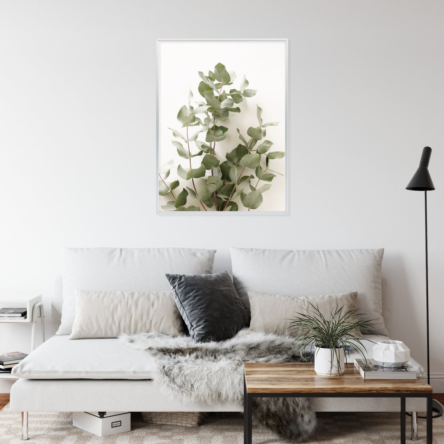 Poster Eukalyptuszweig Rahmen Holz Mit Passepartout Farbe Schwarz