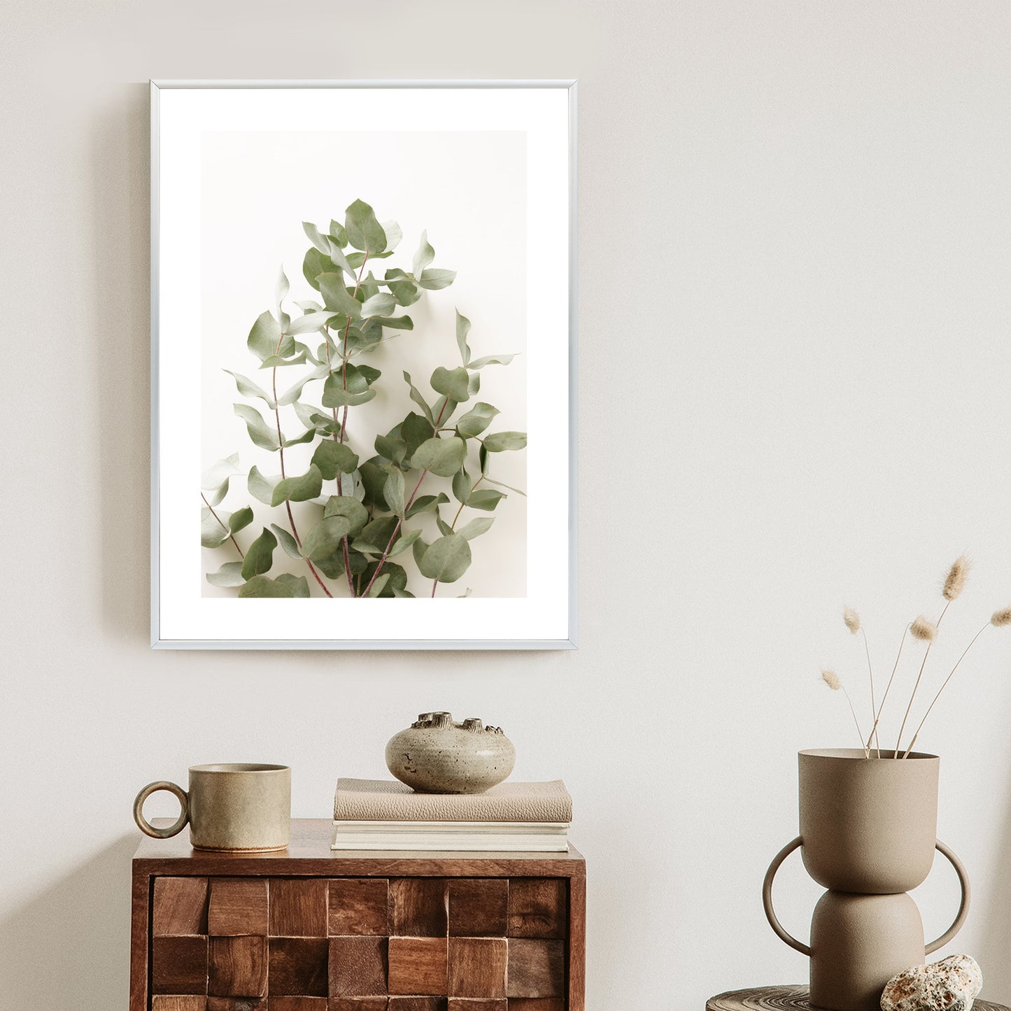 Poster Eukalyptuszweig Rahmen Holz Mit Passepartout Farbe Schwarz