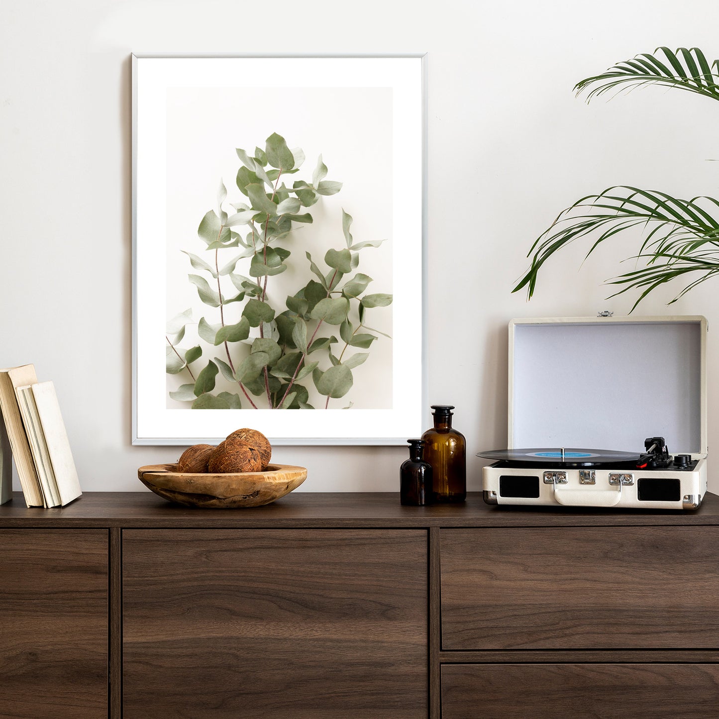 Poster Eukalyptuszweig Rahmen Holz Mit Passepartout Farbe Schwarz