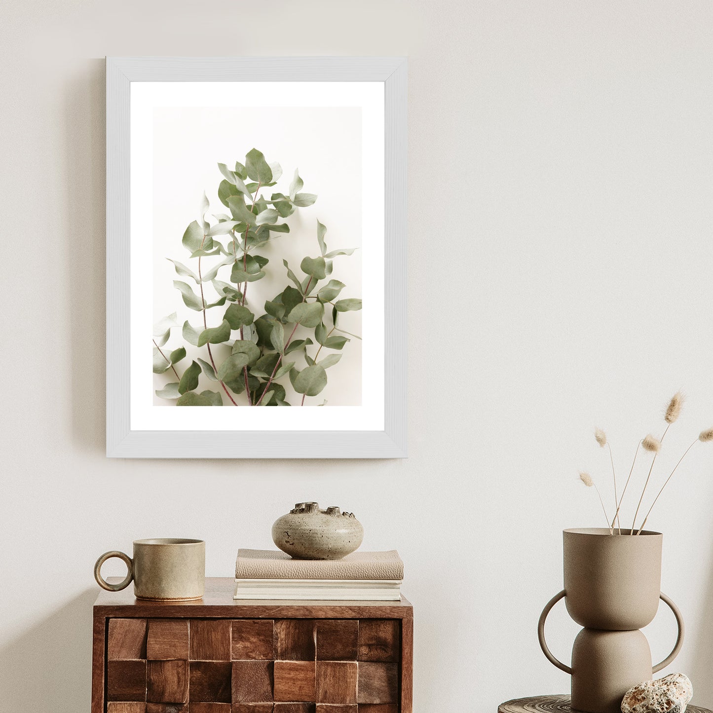 Poster Eukalyptuszweig Rahmen Holz Mit Passepartout Farbe Schwarz
