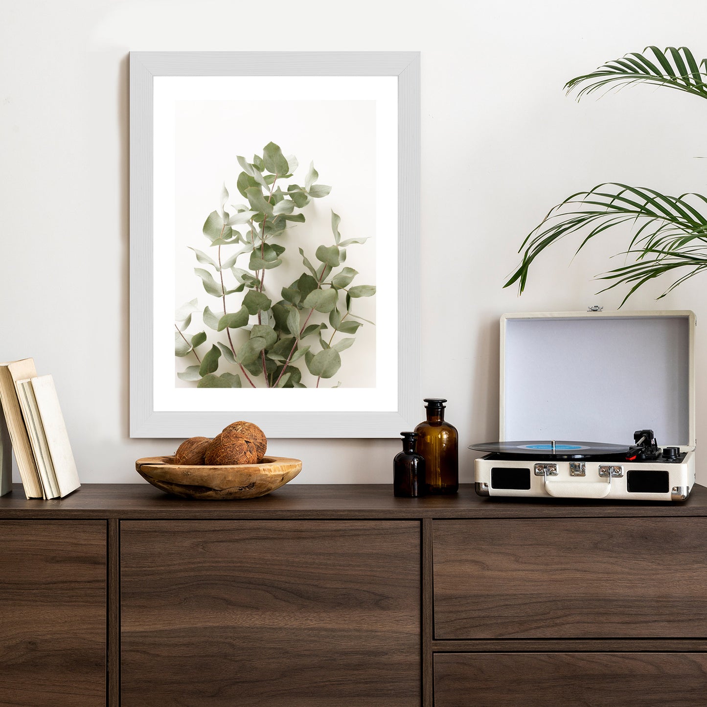 Poster Eukalyptuszweig Rahmen Holz Mit Passepartout Farbe Schwarz
