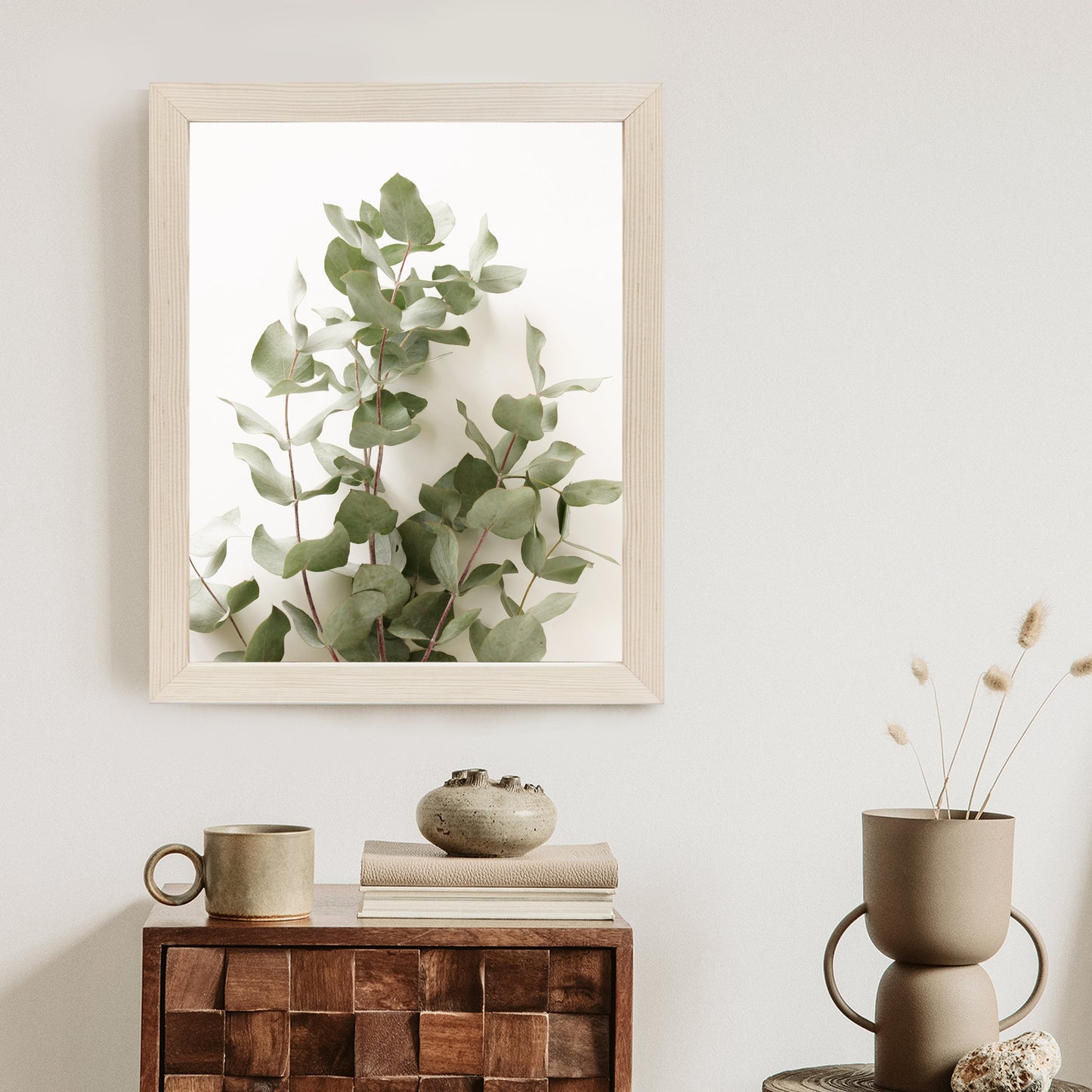 Poster Eukalyptuszweig Rahmen Holz Mit Passepartout Farbe Schwarz