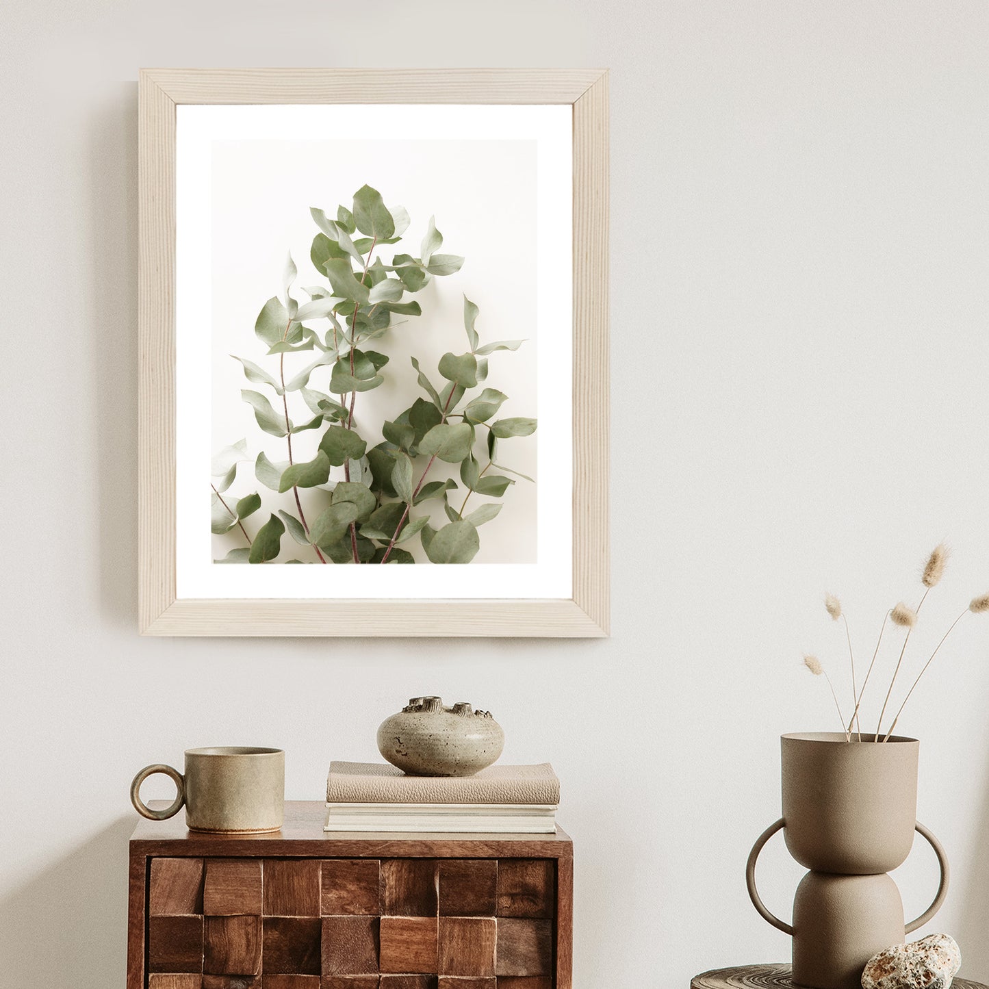Poster Eukalyptuszweig Rahmen Holz Mit Passepartout Farbe Schwarz
