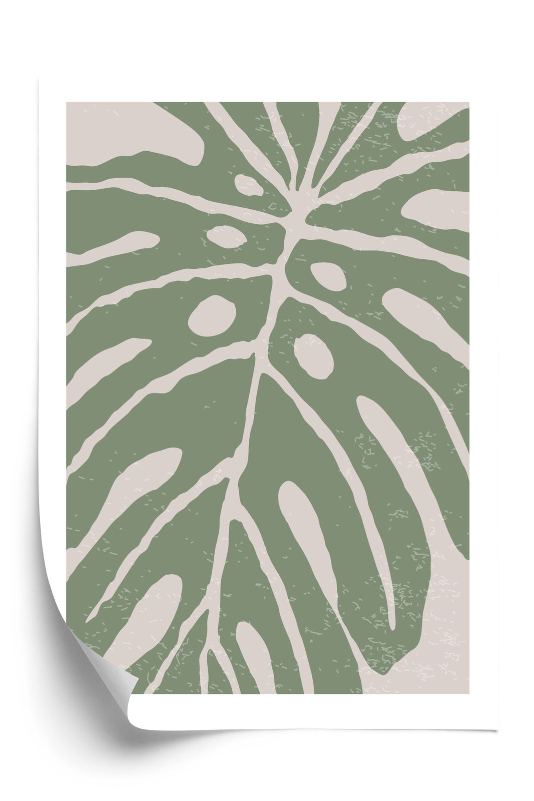 Poster Grünes Monstera-Blatt Rahmen Holz Mit Passepartout Farbe Natürlich