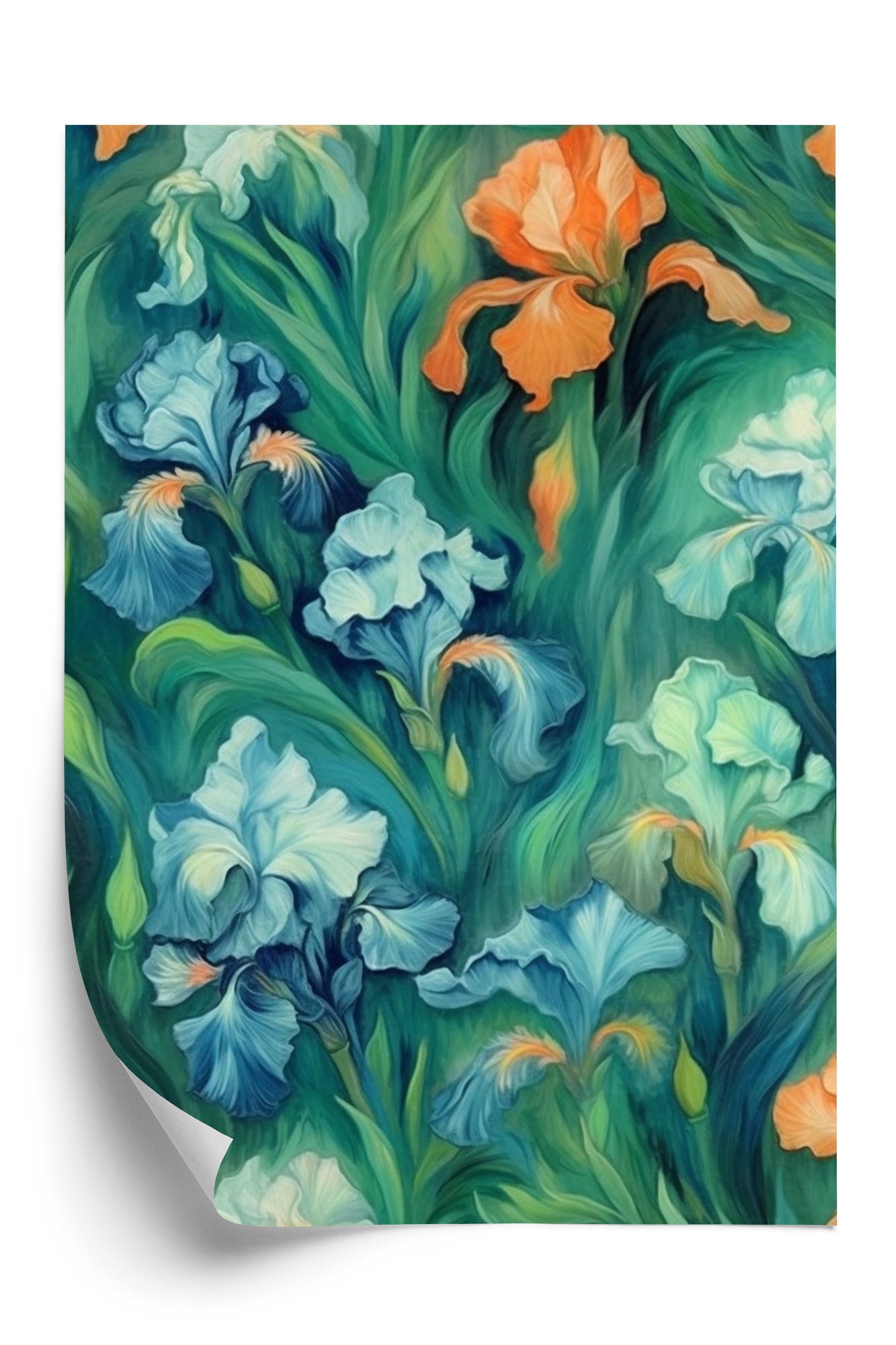 Poster Bunte Irisblüten Rahmen Holz Mit Passepartout Farbe Natürlich