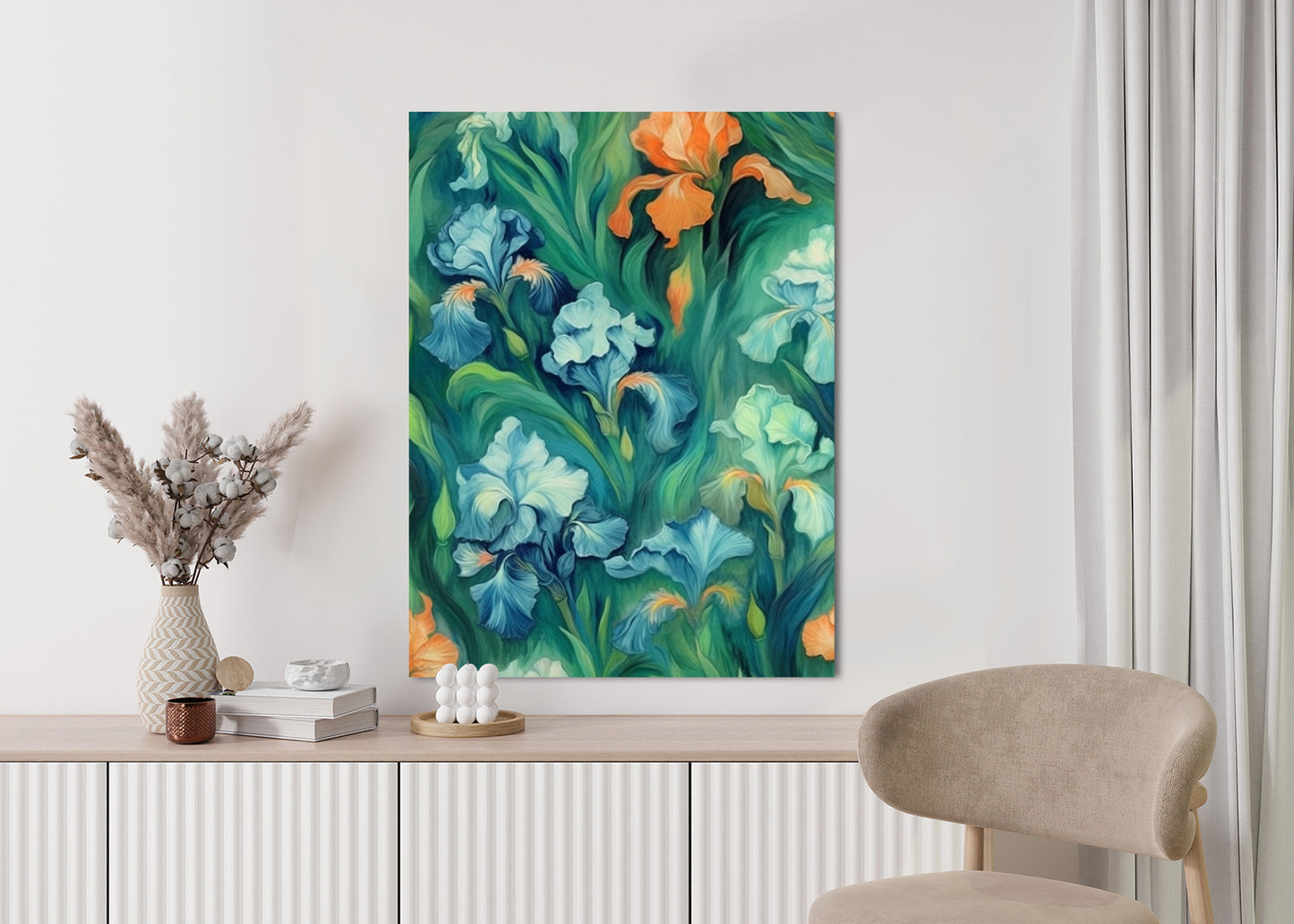 Poster Bunte Irisblüten Rahmen Holz Mit Passepartout Farbe Natürlich