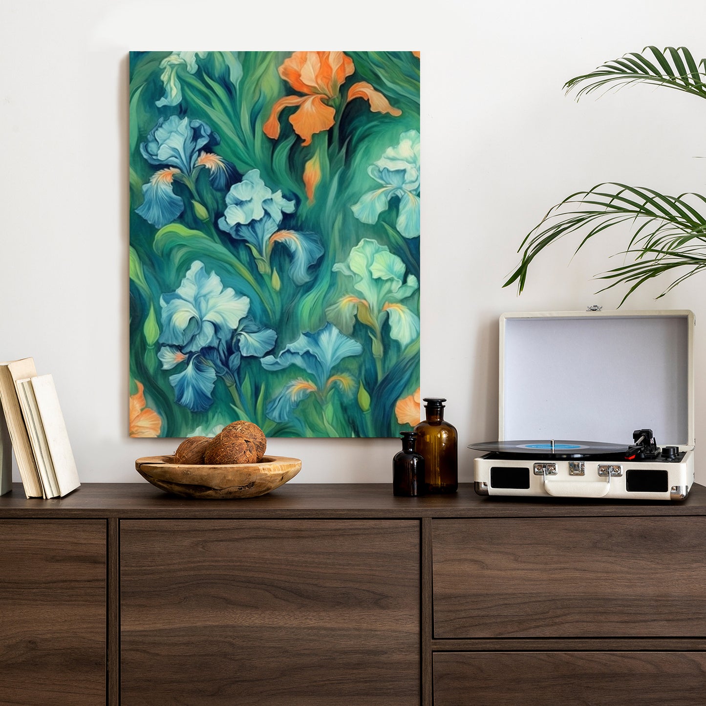 Poster Bunte Irisblüten Rahmen Holz Mit Passepartout Farbe Natürlich