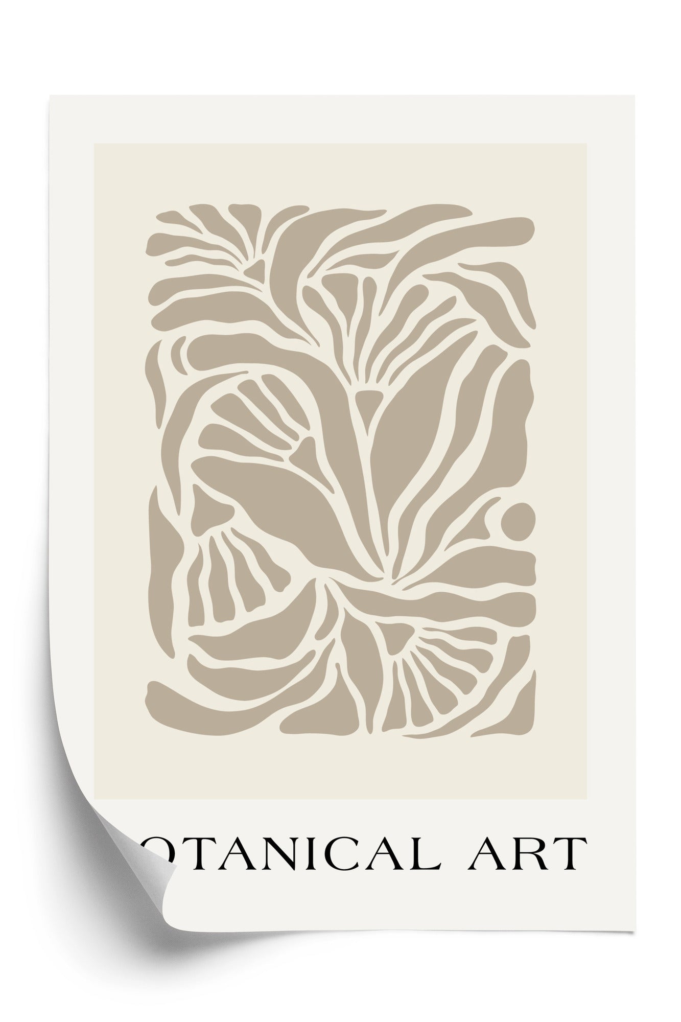 Poster Botanisches Muster Im Matisse-Stil Rahmen Holz Mit Passepartout Farbe Natürlich