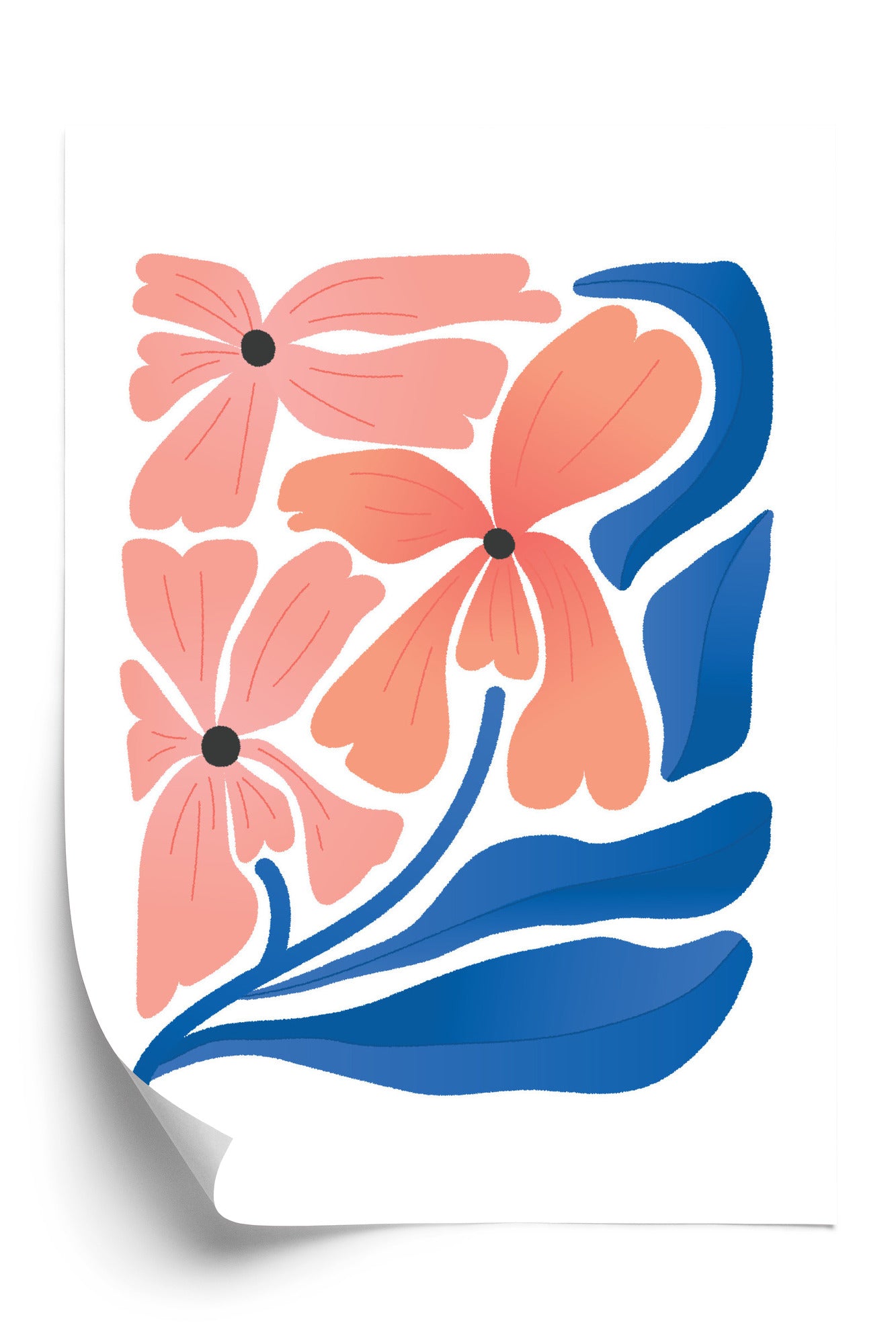 Poster Frühlingsblumen-Abstraktion Rahmen Holz Mit Passepartout Farbe Weiß