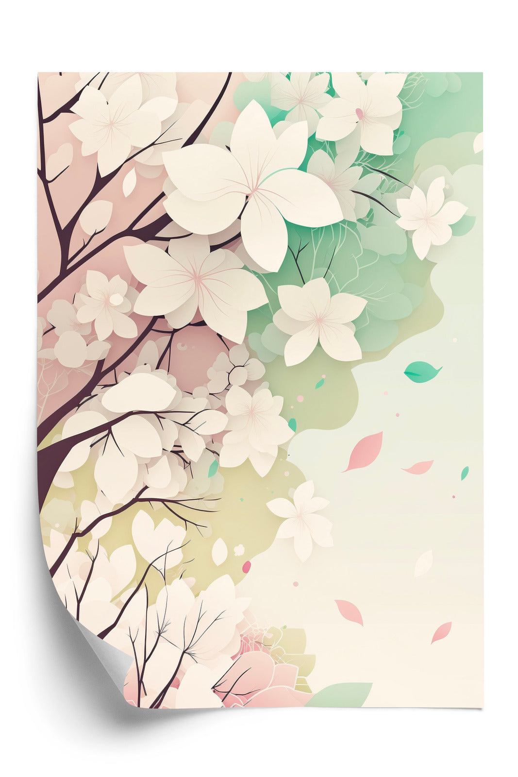 Poster Blühende Pastellbäume Im Frühling Rahmen Holz Mit Passepartout Farbe Natürlich