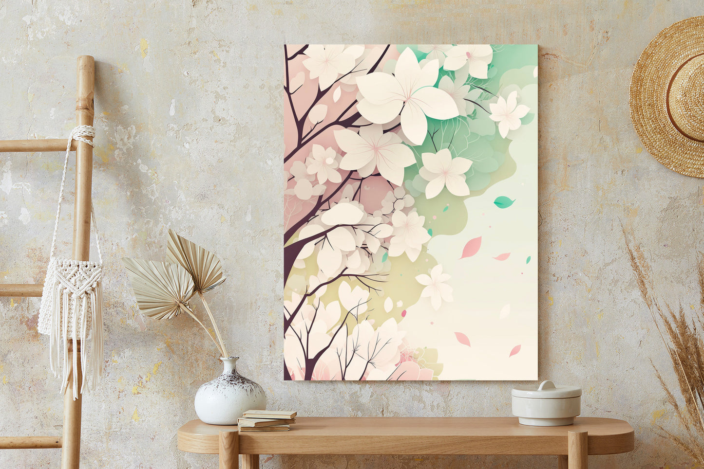 Poster Blühende Pastellbäume Im Frühling Rahmen Holz Mit Passepartout Farbe Natürlich